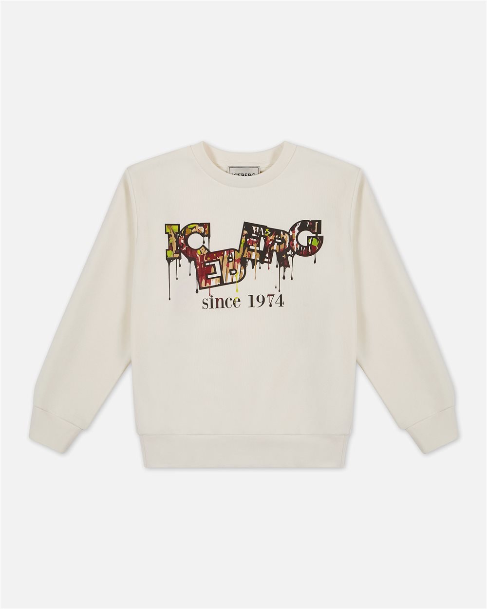 Iceberg Vanilla Crewneck Sweatshirt with Pop Logo - per abilitare | Iceberg - Official Website