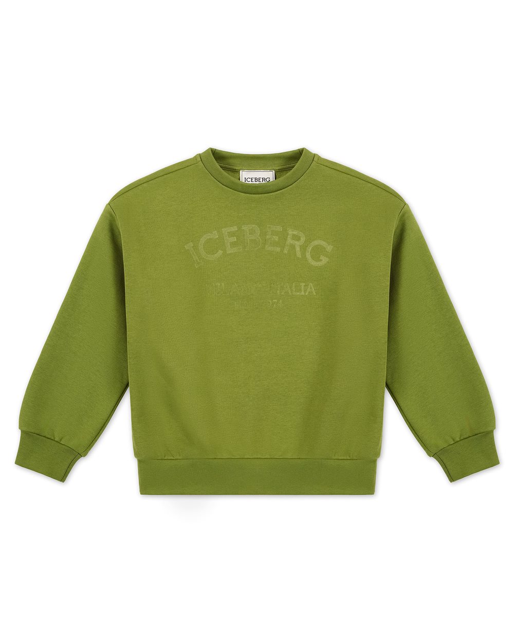 Crewneck military sweatshirt with tone-on-tone logo - Kids | Iceberg - Official Website