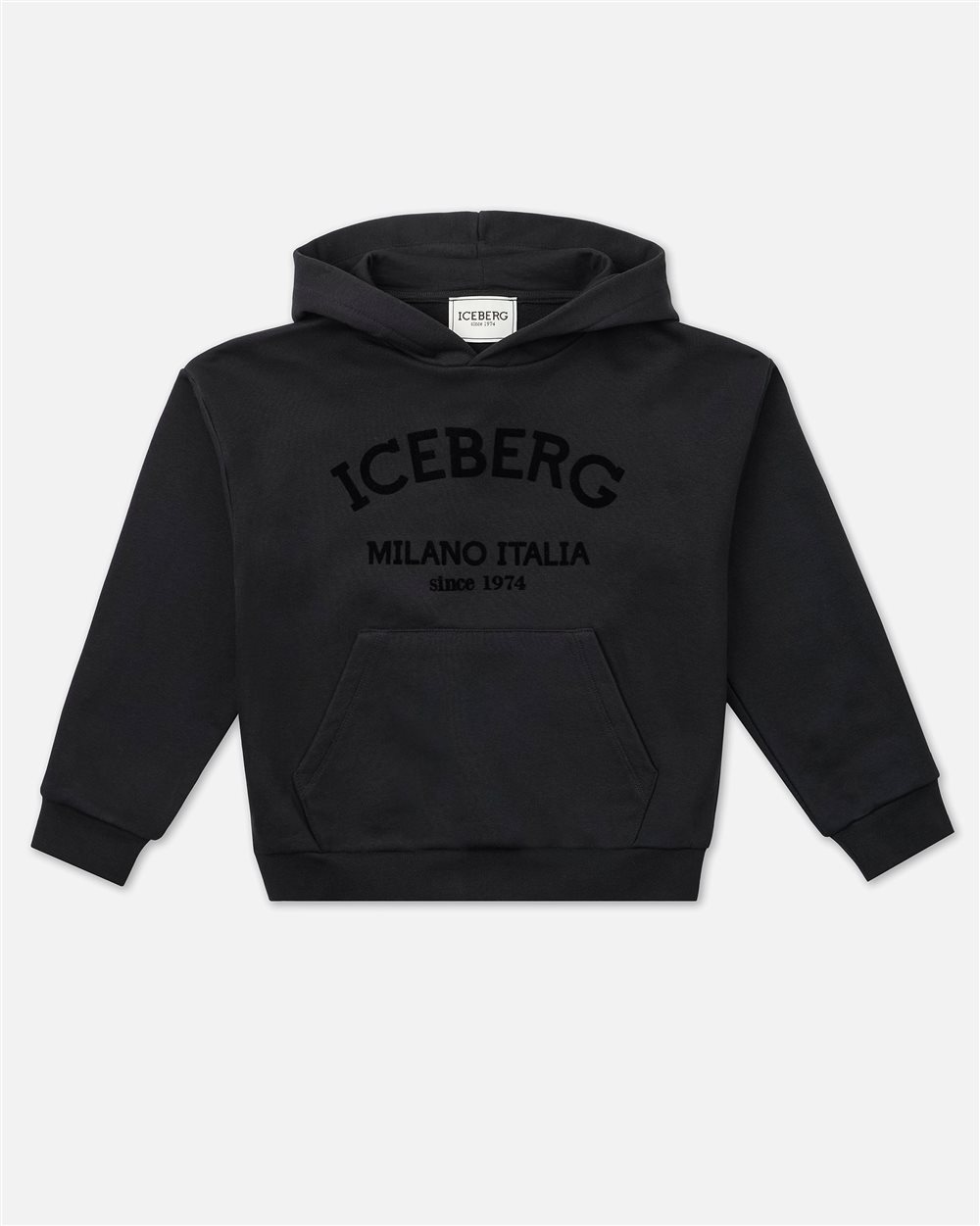 Black hoodie with tone-on-tone logo | Iceberg - Official Website