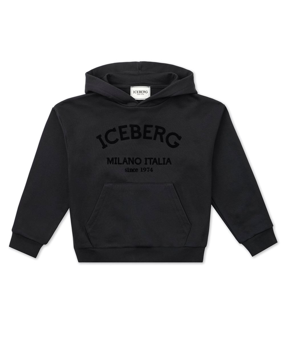 Black hoodie with tone-on-tone logo | Iceberg - Official Website