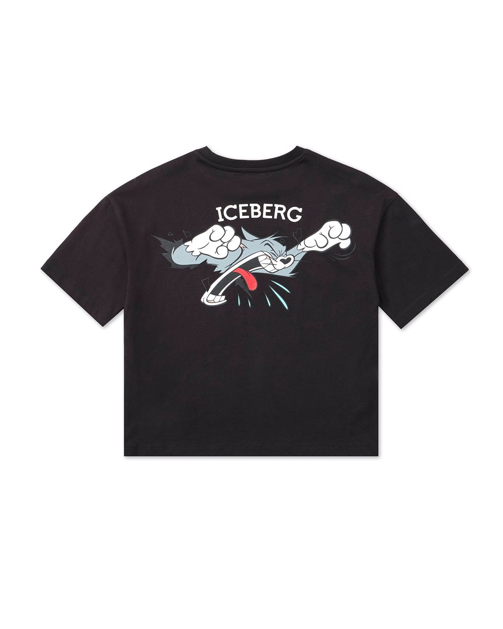 Black short-sleeved T-shirt with Tom from Looney Tunes design - Kids | Iceberg - Official Website