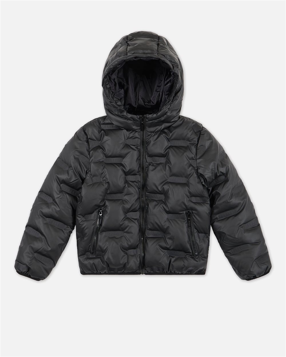 Iceberg Black Hooded Down Jacket with Allover Logo - per abilitare | Iceberg - Official Website