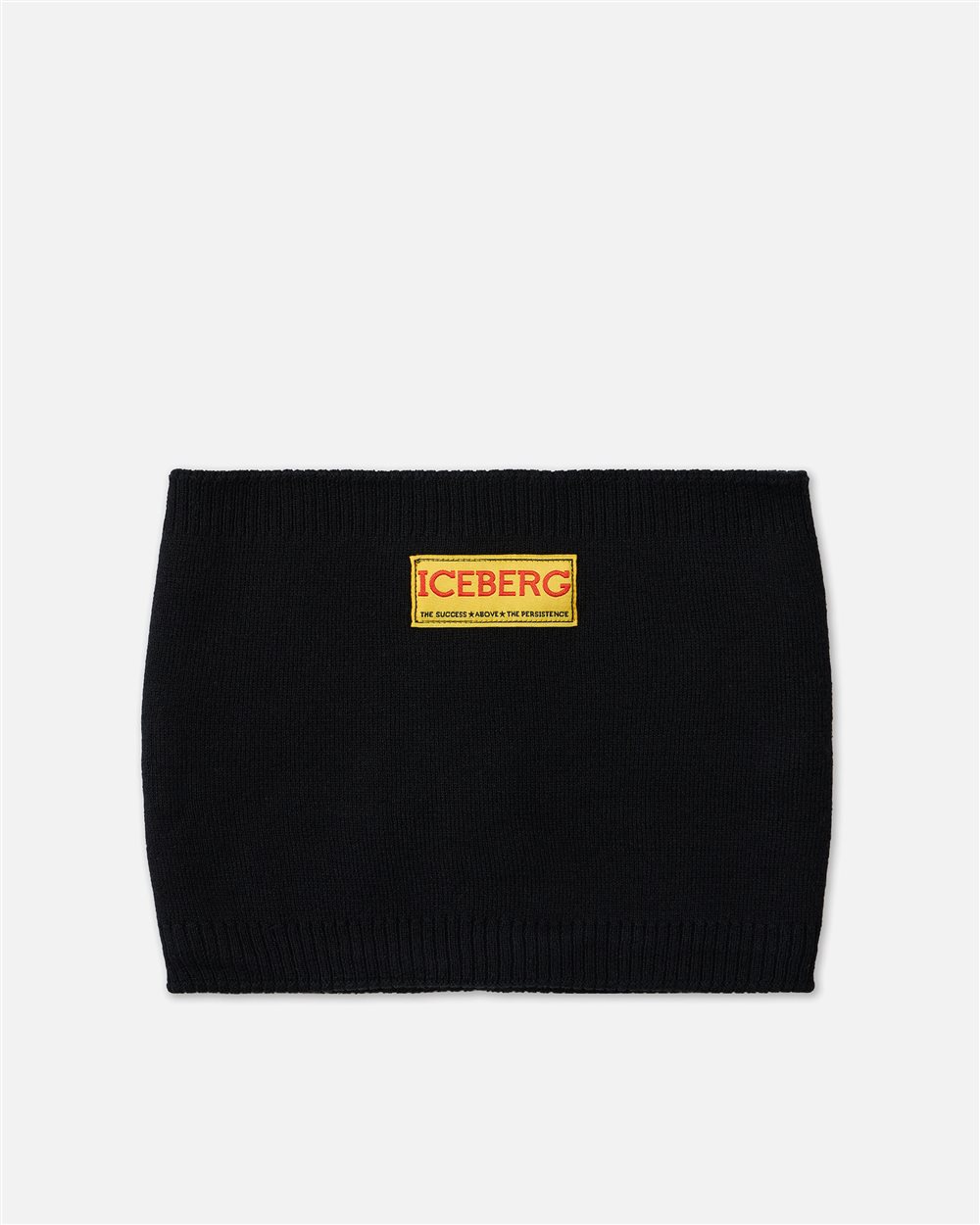Fascia in lana nera con logo Iceberg su tag giallo - Bambino | Iceberg - Official Website