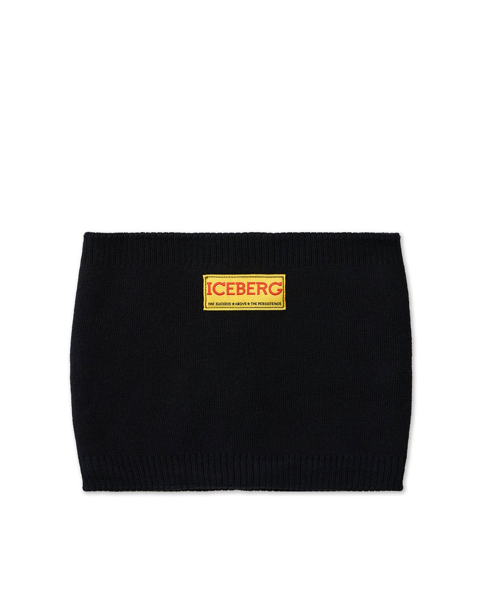 Fascia in lana nera con logo Iceberg su tag giallo - Bambino | Iceberg - Official Website