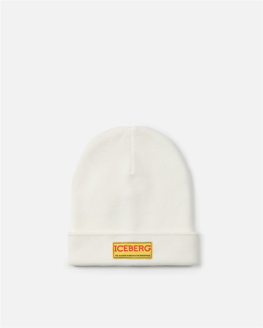 Beanie in lana vaniglia con tag giallo e logo Iceberg sul davanti - Bambino | Iceberg - Official Website