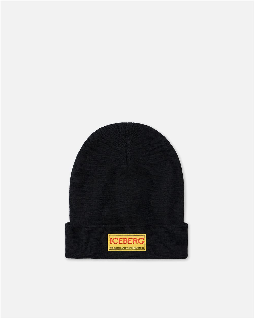 Beanie in lana nero con tag giallo e logo Iceberg sul davanti - Bambino | Iceberg - Official Website