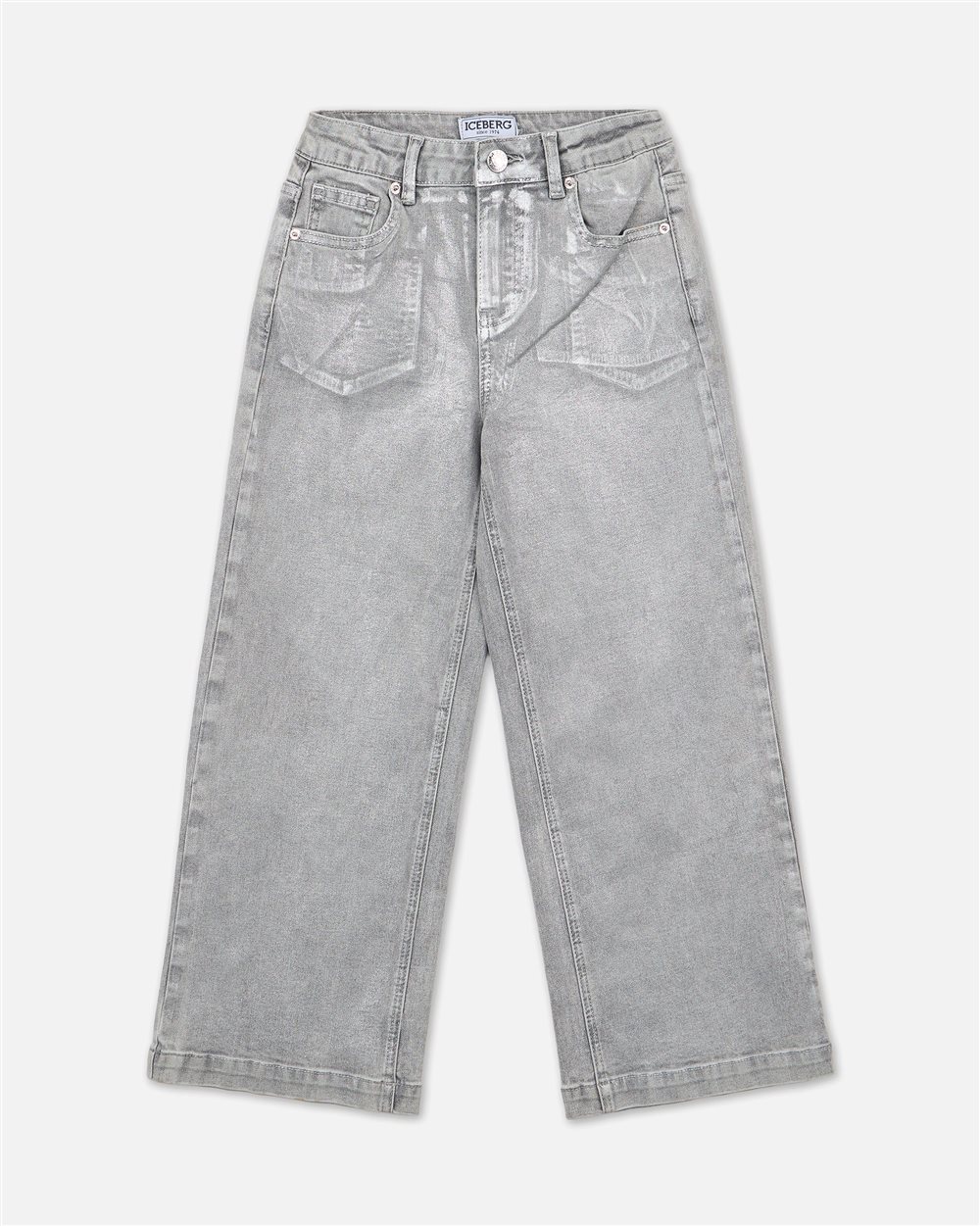Light Gray Wide-Leg 5-Pocket Jeans - Kids | Iceberg - Official Website