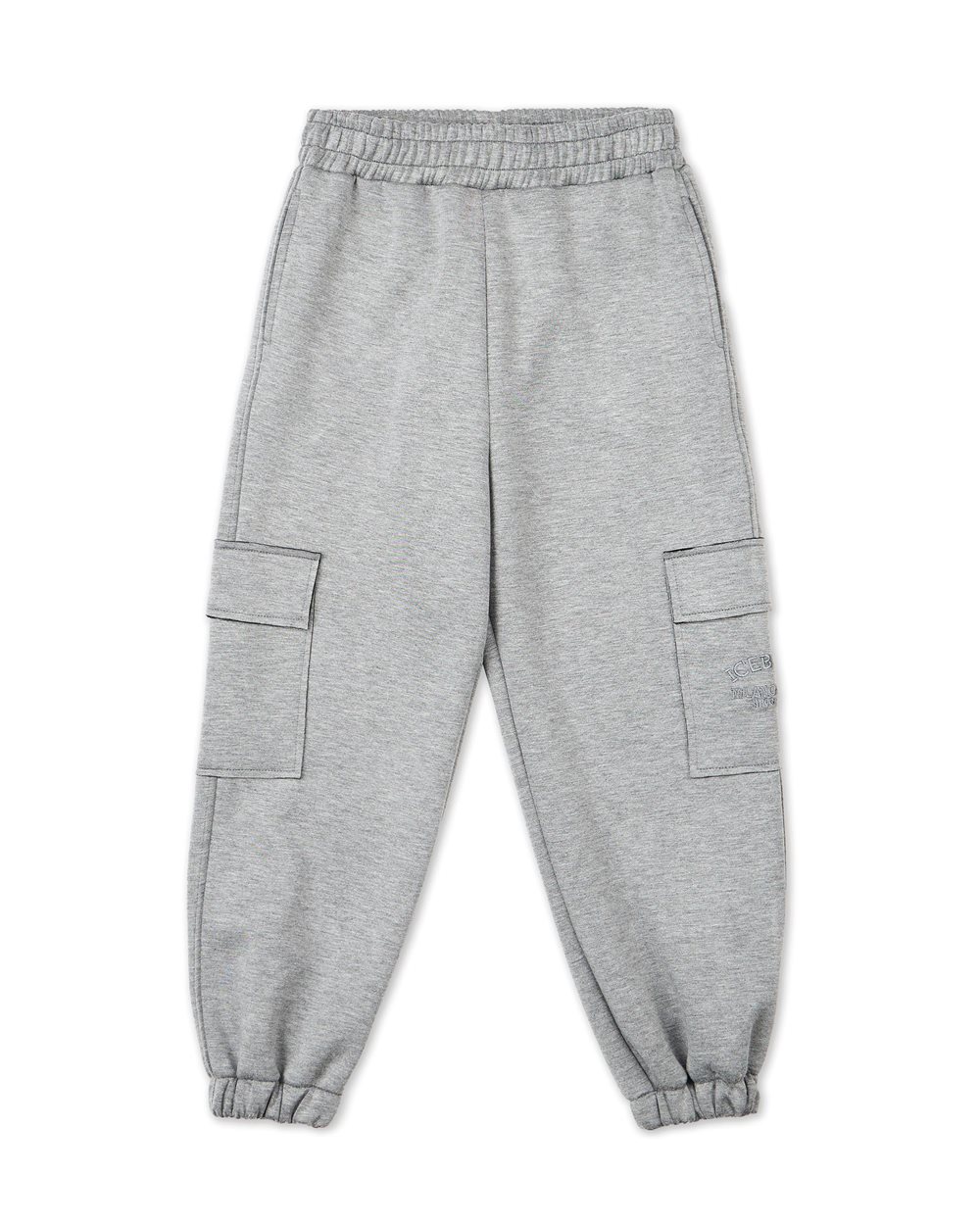 Dark melange gray cargo pants with elastic trim - Kids | Iceberg - Official Website
