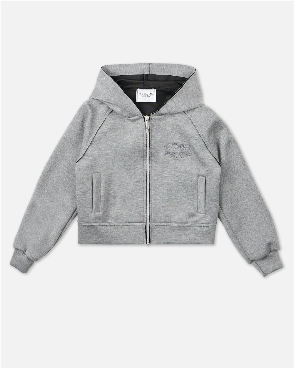 Dark melange gray zip-up hoodie - Kids | Iceberg - Official Website