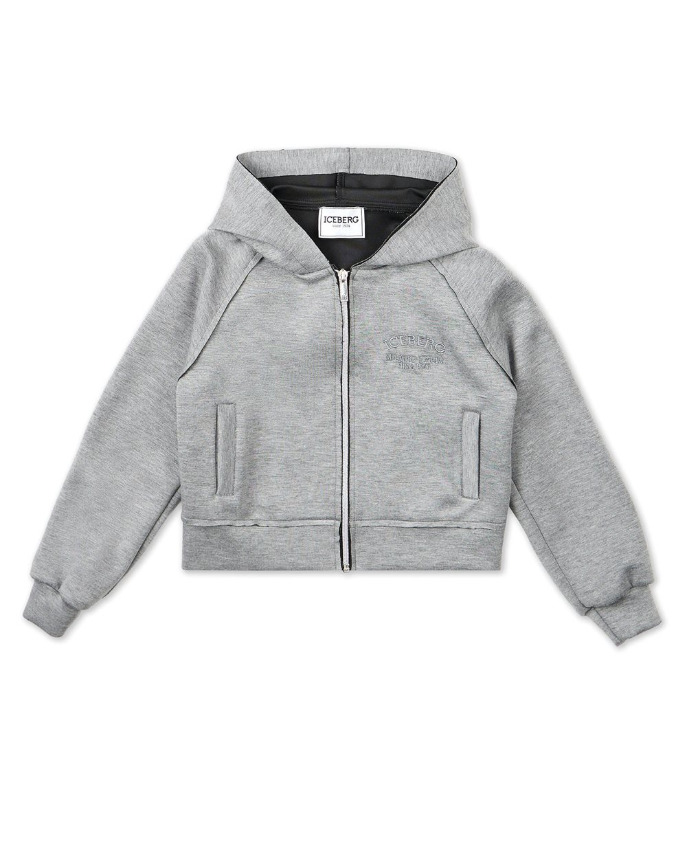Dark melange gray zip-up hoodie - Kids | Iceberg - Official Website