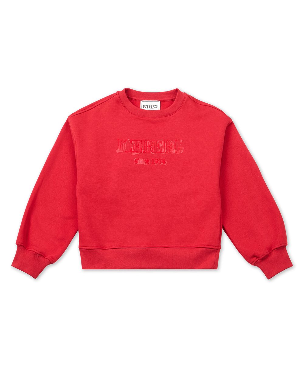 Purple crewneck sweatshirt with tone-on-tone Iceberg logo on the front - Kids | Iceberg - Official Website