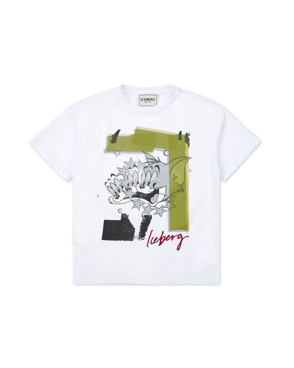 White short-sleeved T-shirt with a Looney Tunes Tom design and Iceberg logo on the front - Kids | Iceberg - Official Website