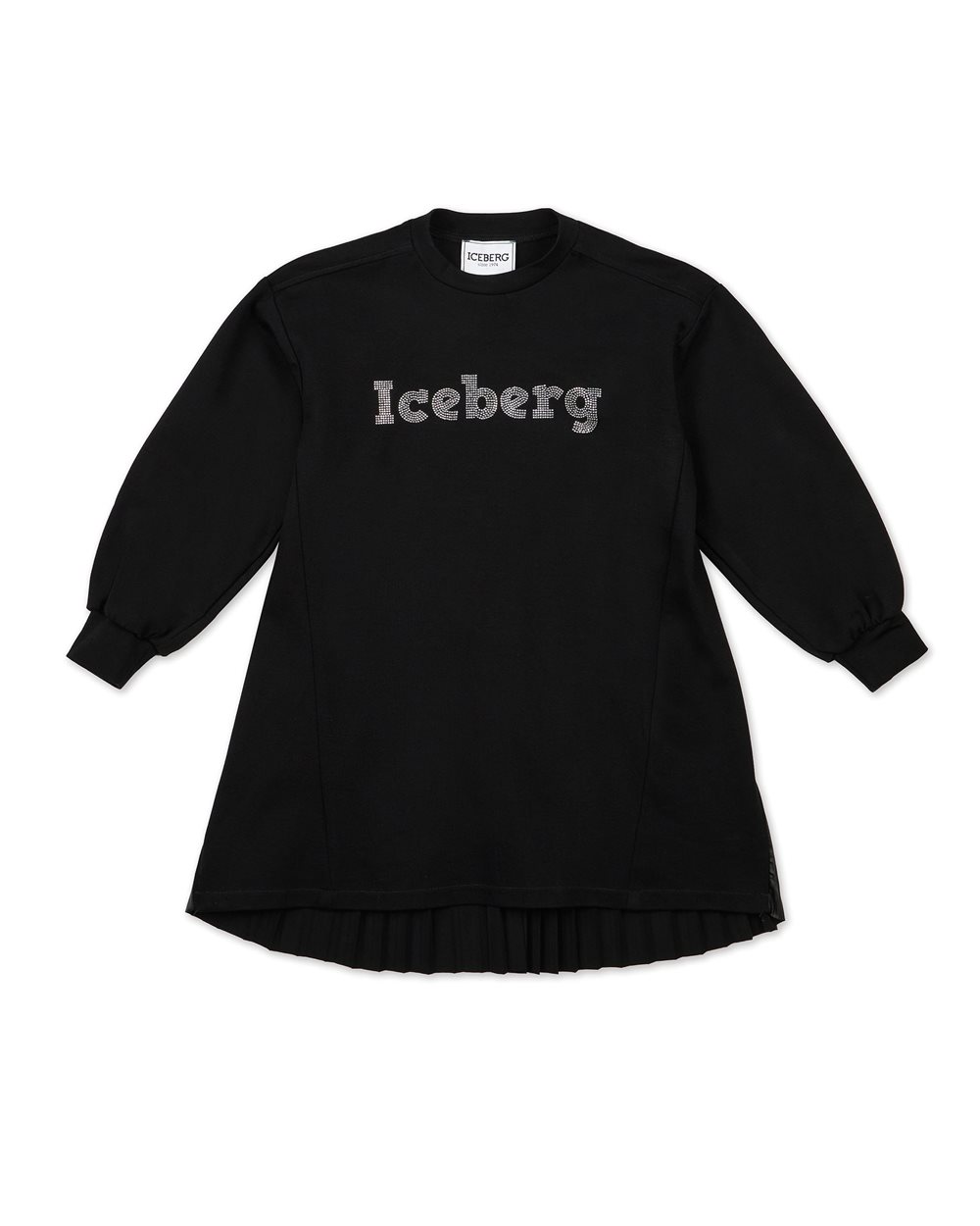 Black fleece dress with contrasting logo - Kids | Iceberg - Official Website