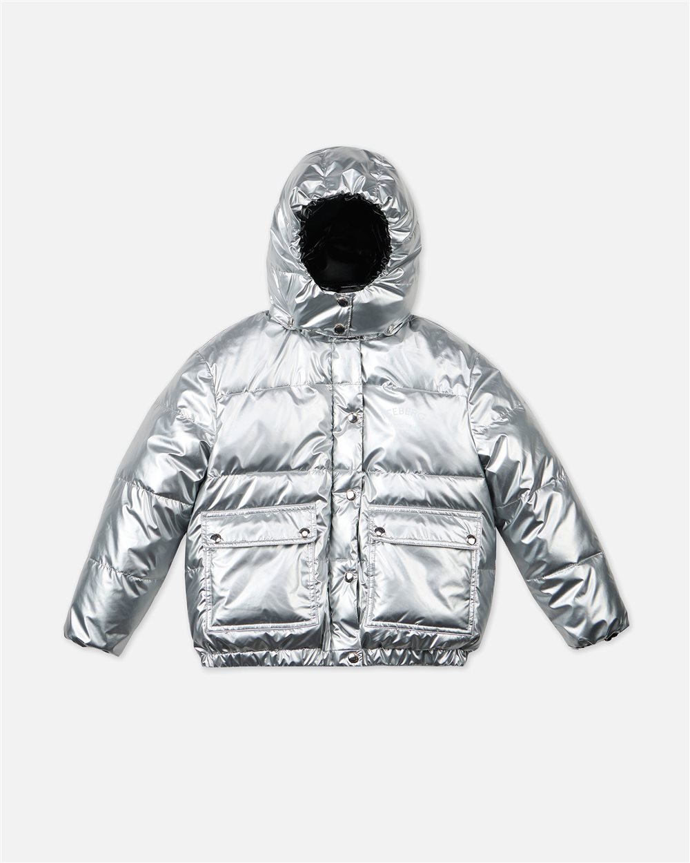 Black down jacket with hood and pockets - Kids | Iceberg - Official Website