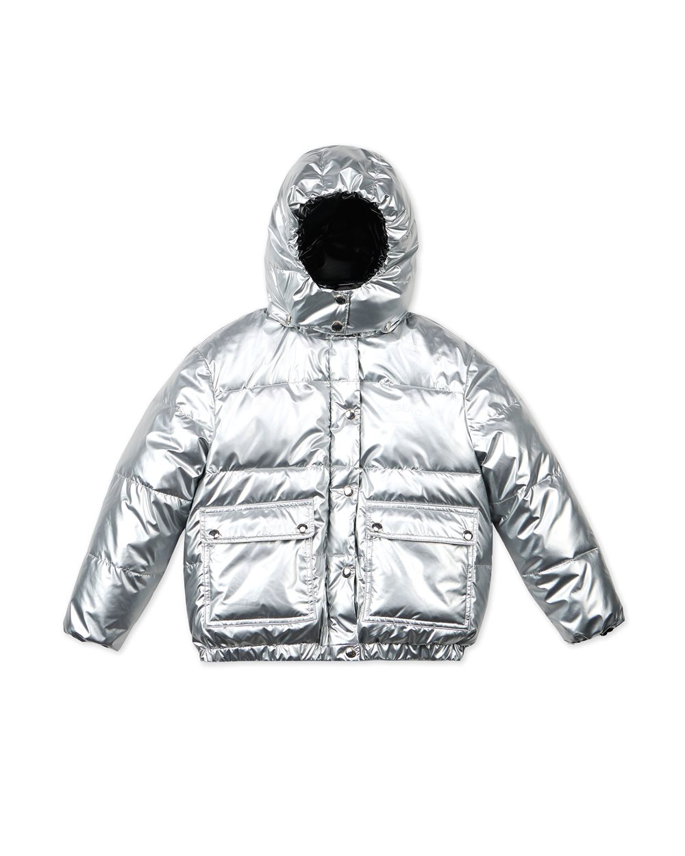 Black down jacket with hood and pockets - Kids | Iceberg - Official Website