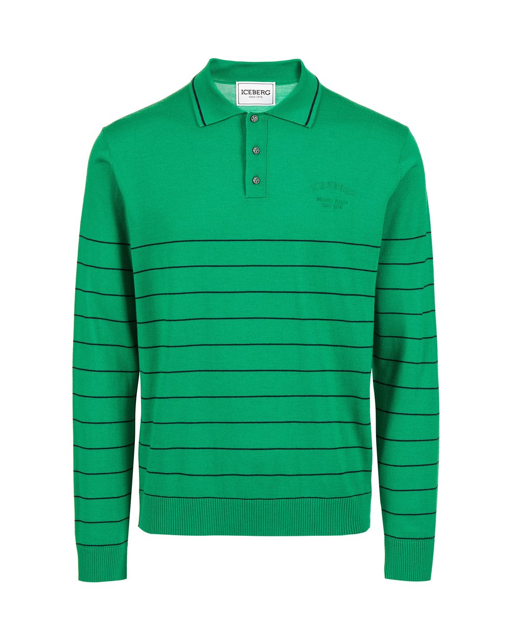 Multicolored polo in extra-fine merino with personalized embroidery - Knitwear | Iceberg - Official Website