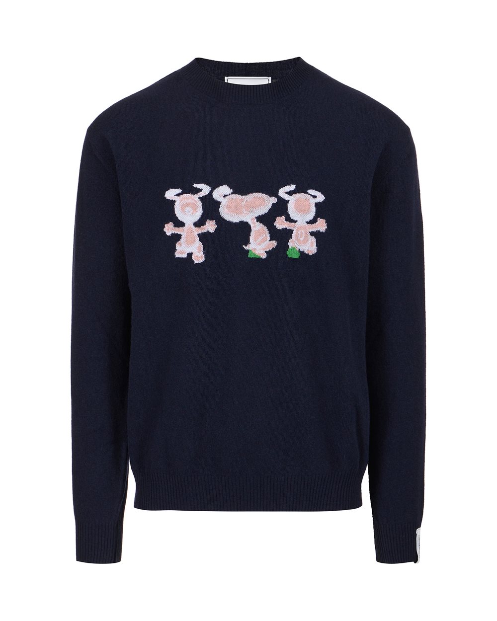 Crewneck sweater new regular fit in dark blue extrafine merino - Peanuts | Iceberg - Official Website