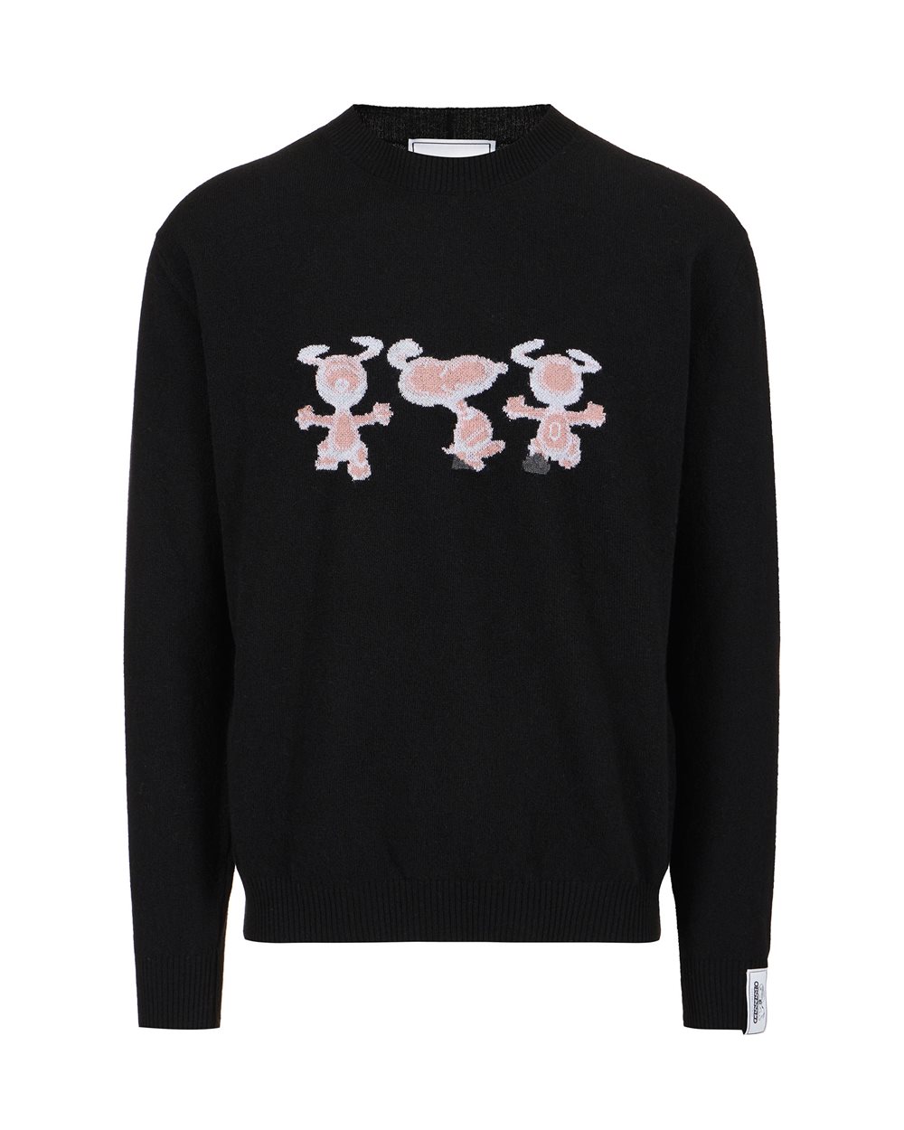 New regular fit crew neck sweater in black extra-fine merino | Iceberg - Official Website