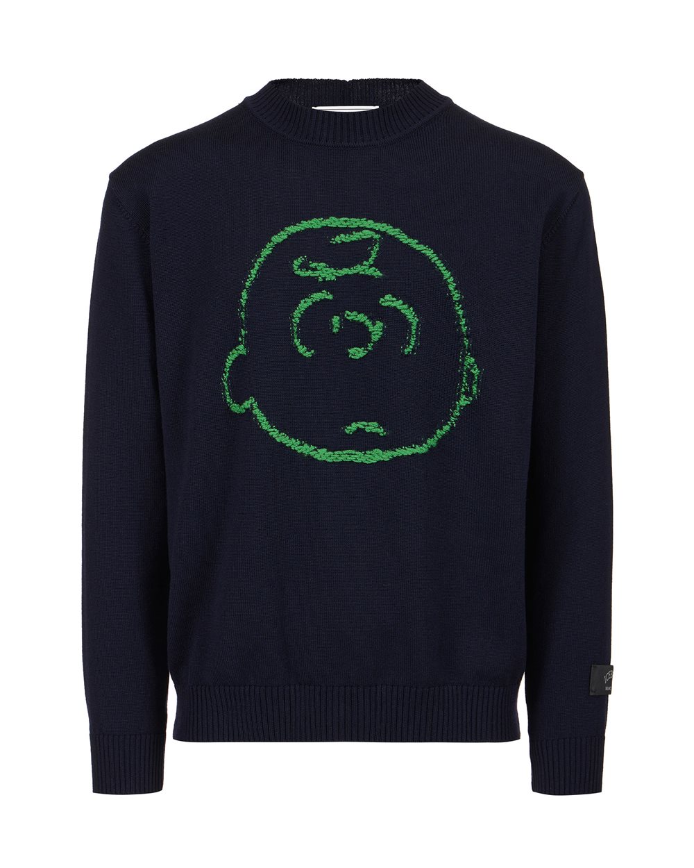 New regular fit crew neck sweater in classic blue extra-fine merino wool - Clothing | Iceberg - Official Website