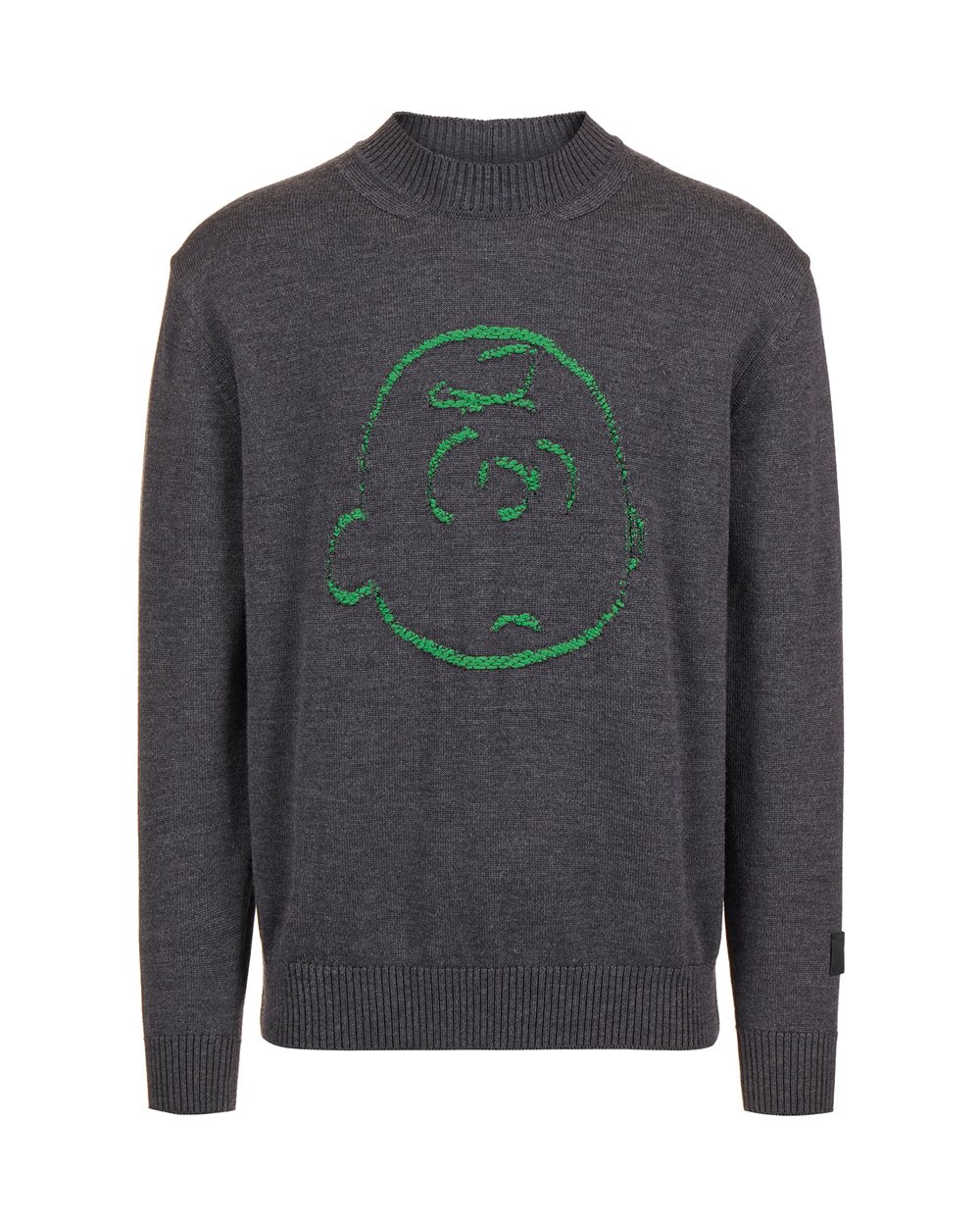 Crewneck sweater new regular fit in merino wool extrafine anthracite melange - Clothing | Iceberg - Official Website