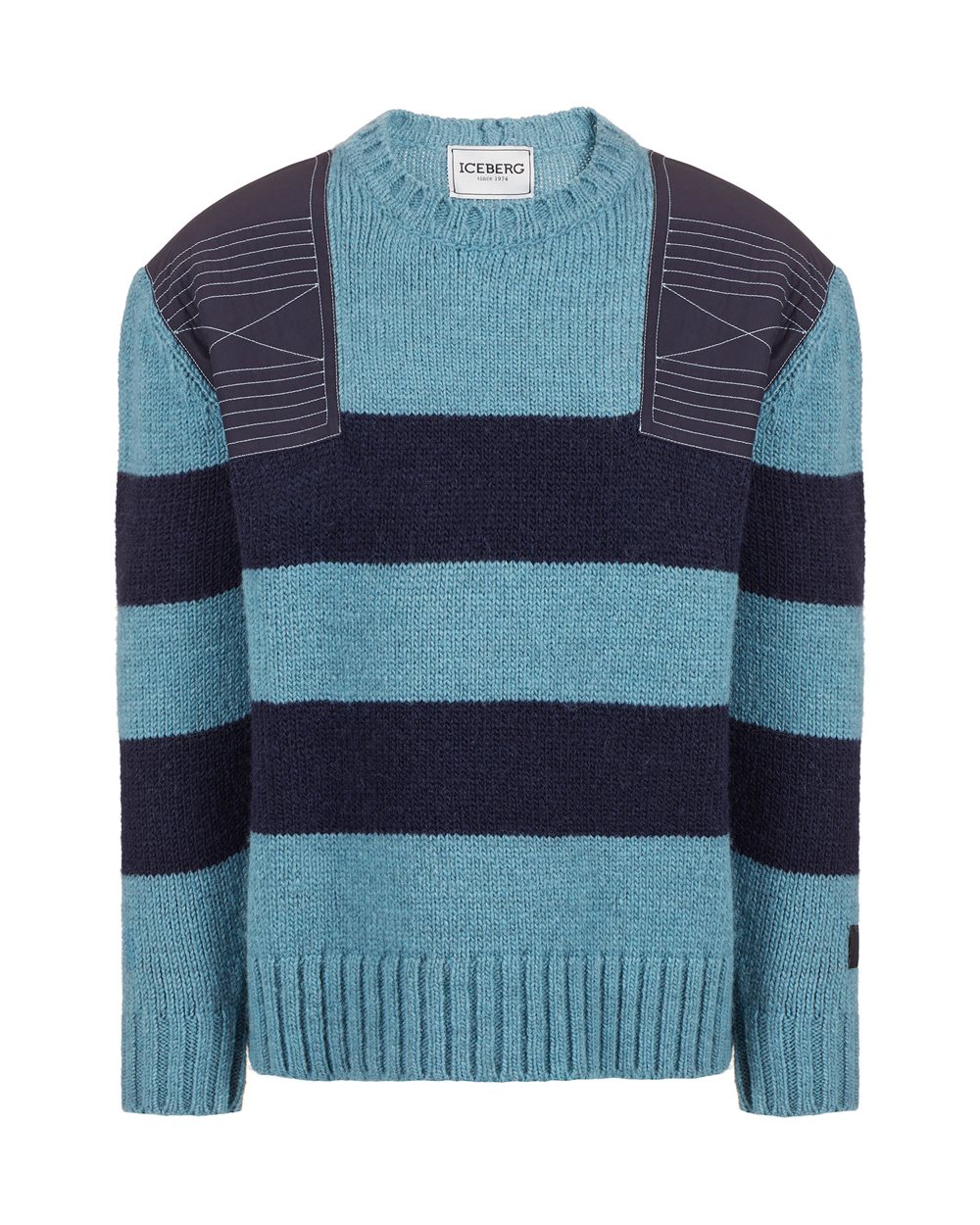 Polo rigata in lana/alpaca color tempesta con dettagli sartoriali - Maglieria | Iceberg - Official Website