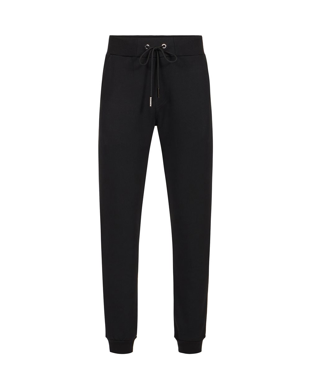 Regular fit trousers in black cotton fleece with embroidered bear patch | Iceberg - Official Website
