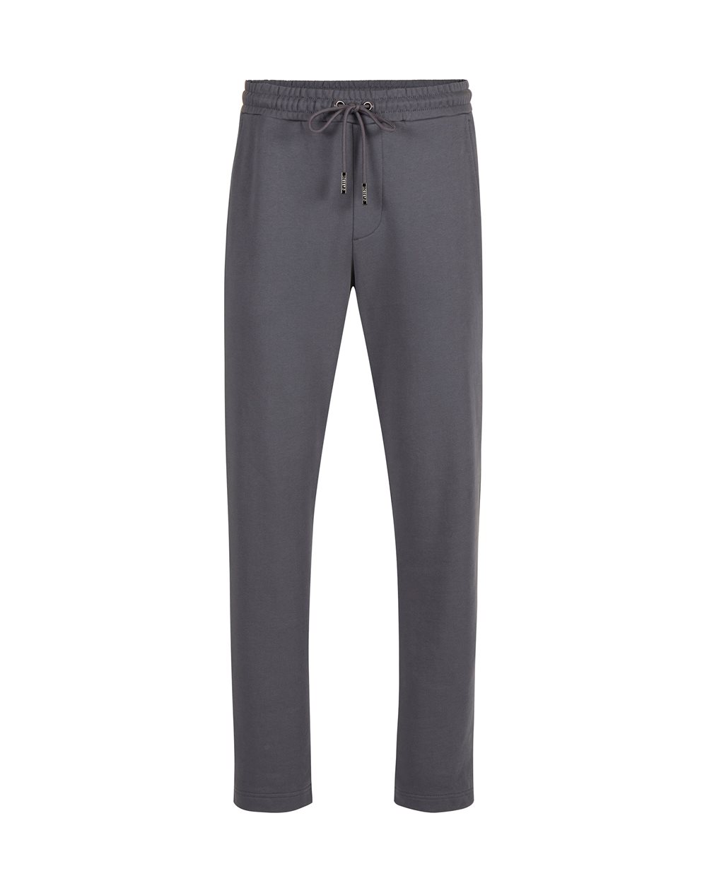Straight leg fit trousers in dark grey cotton fleece with "Dont Overthink This" print - Man | Iceberg - Official Website