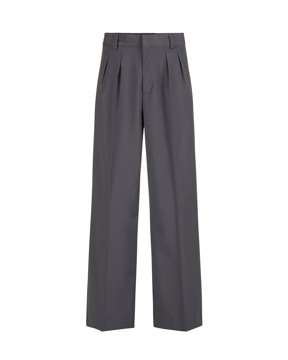 Wide leg trousers in cool wool fabric, dark grey - Trousers | Iceberg - Official Website