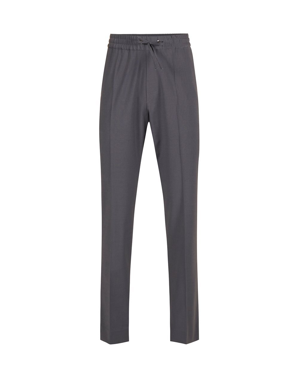 Dark grey cool wool fabric trousers with elastic waist - Trousers | Iceberg - Official Website