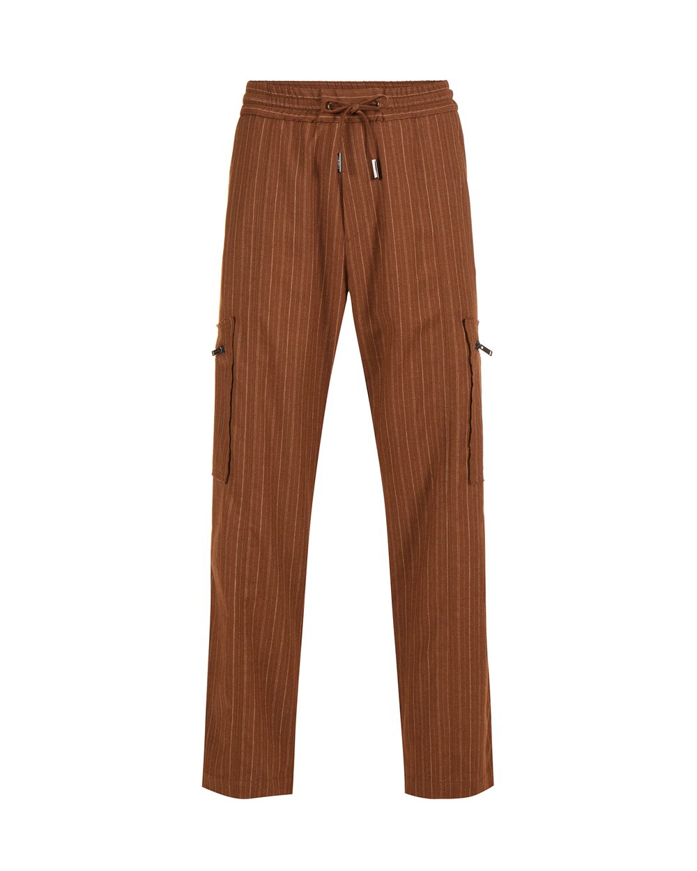 Cargo fit trousers with pinstripe, hazelnut background and grey stripe - Uomo | Iceberg - Official Website