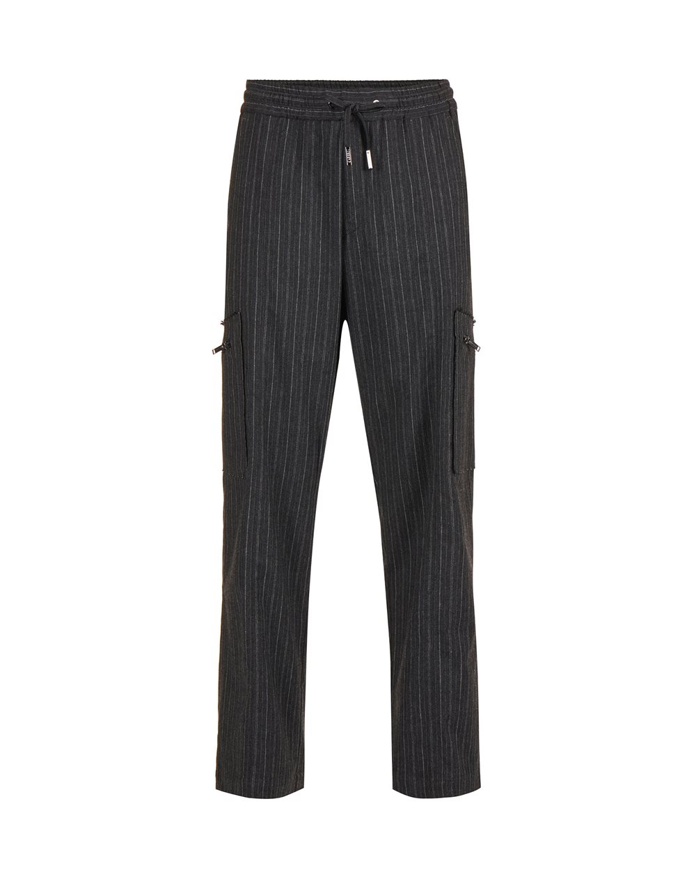 Light grey and navy grey pinstriped cargo fit trousers - Man | Iceberg - Official Website