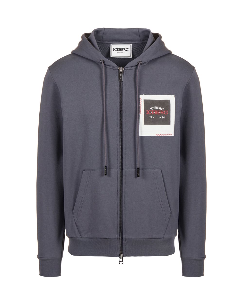 Dark grey hoodie with Milano Polaroid print and logo embroidery - Sweatshirts | Iceberg - Official Website