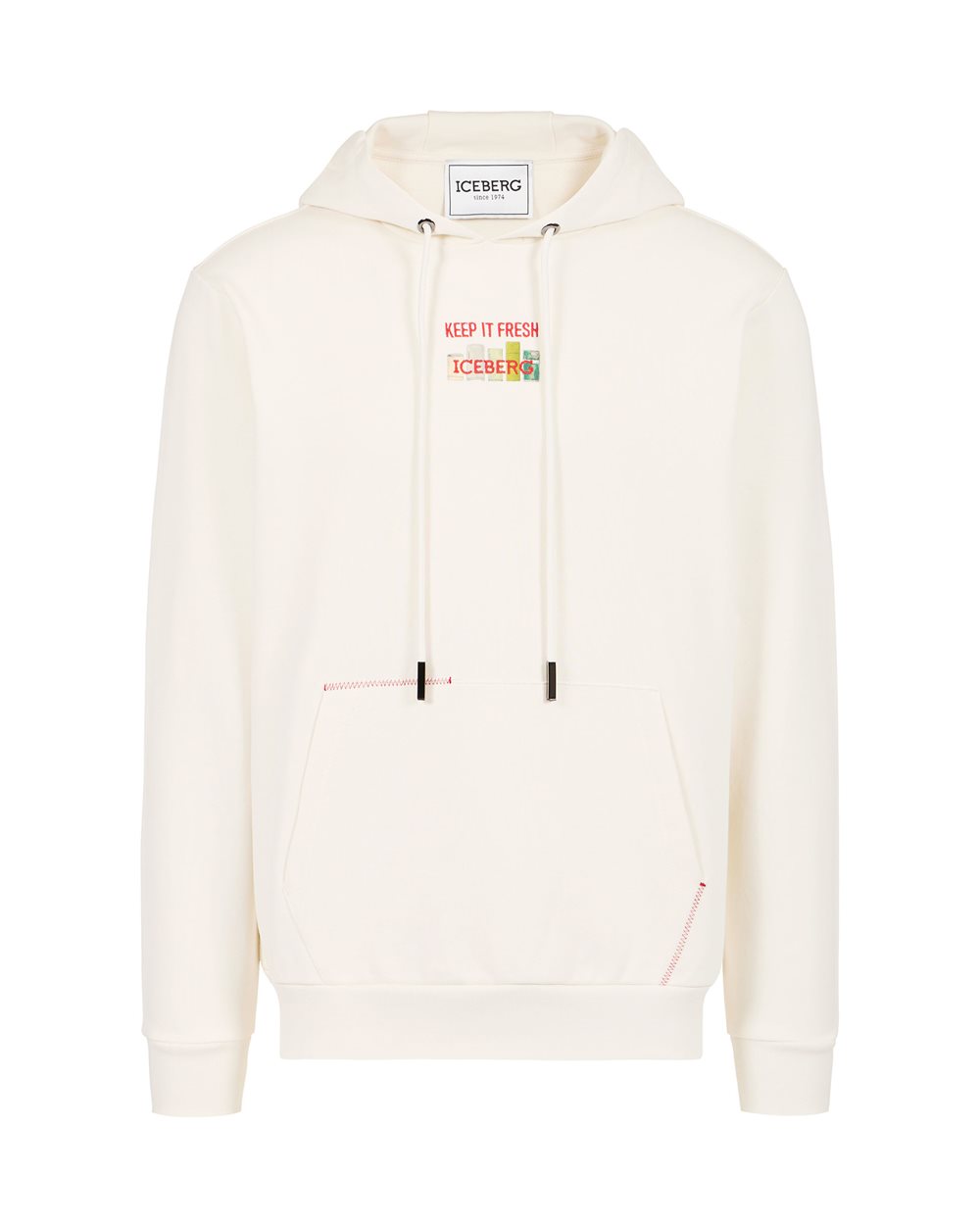 Vanilla hoodie with Milano Polaroid print and logo embroidery - Clothing | Iceberg - Official Website