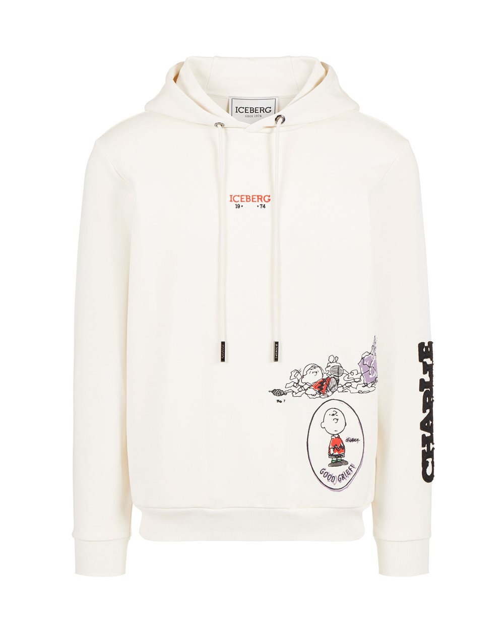Vanilla slim fit hoodie with Fridge print and Iceberg logo - Sweatshirts | Iceberg - Official Website