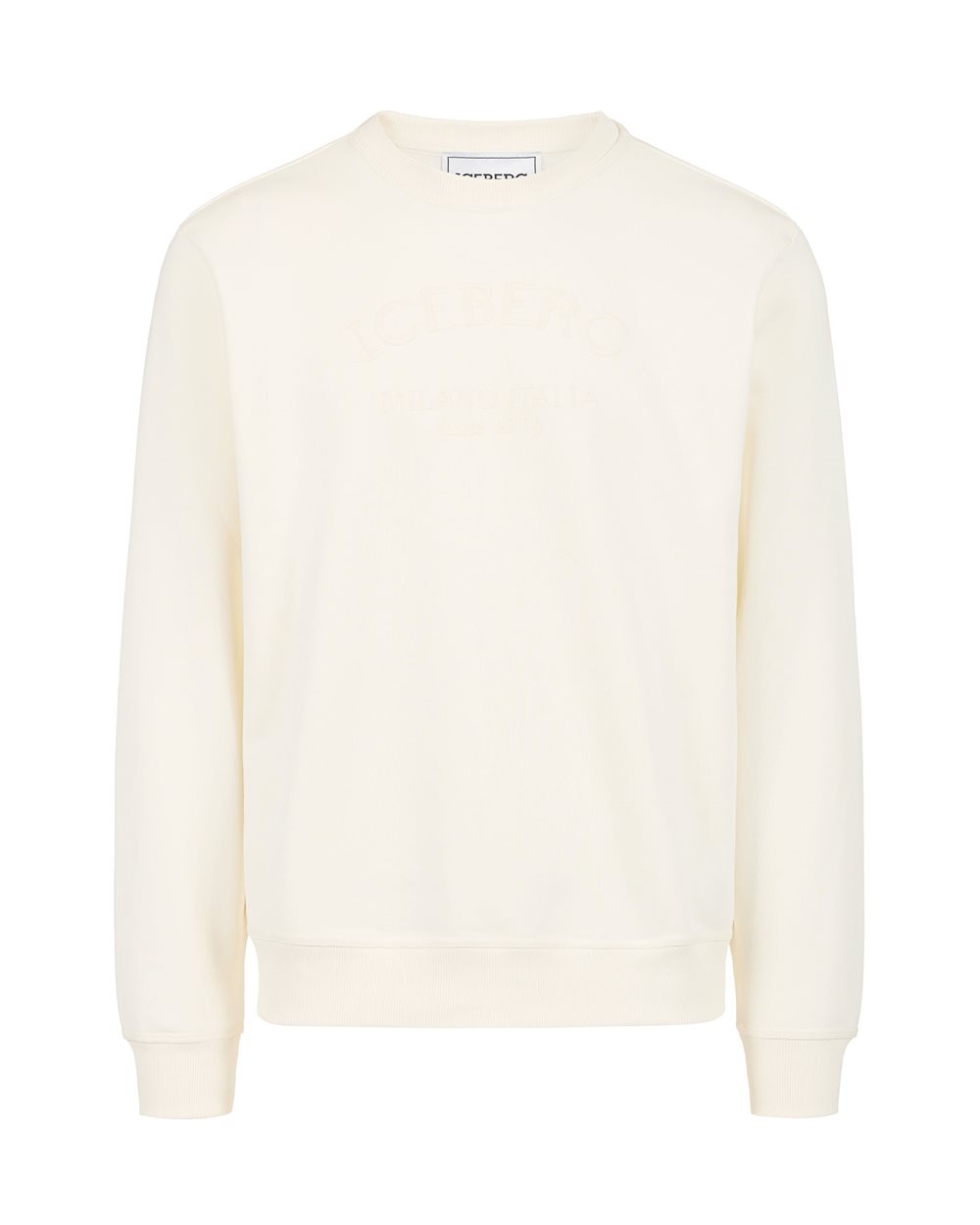 Vanilla sweatshirt regular fit in sustainable fleece with Iceberg logo embroidery | Iceberg - Official Website