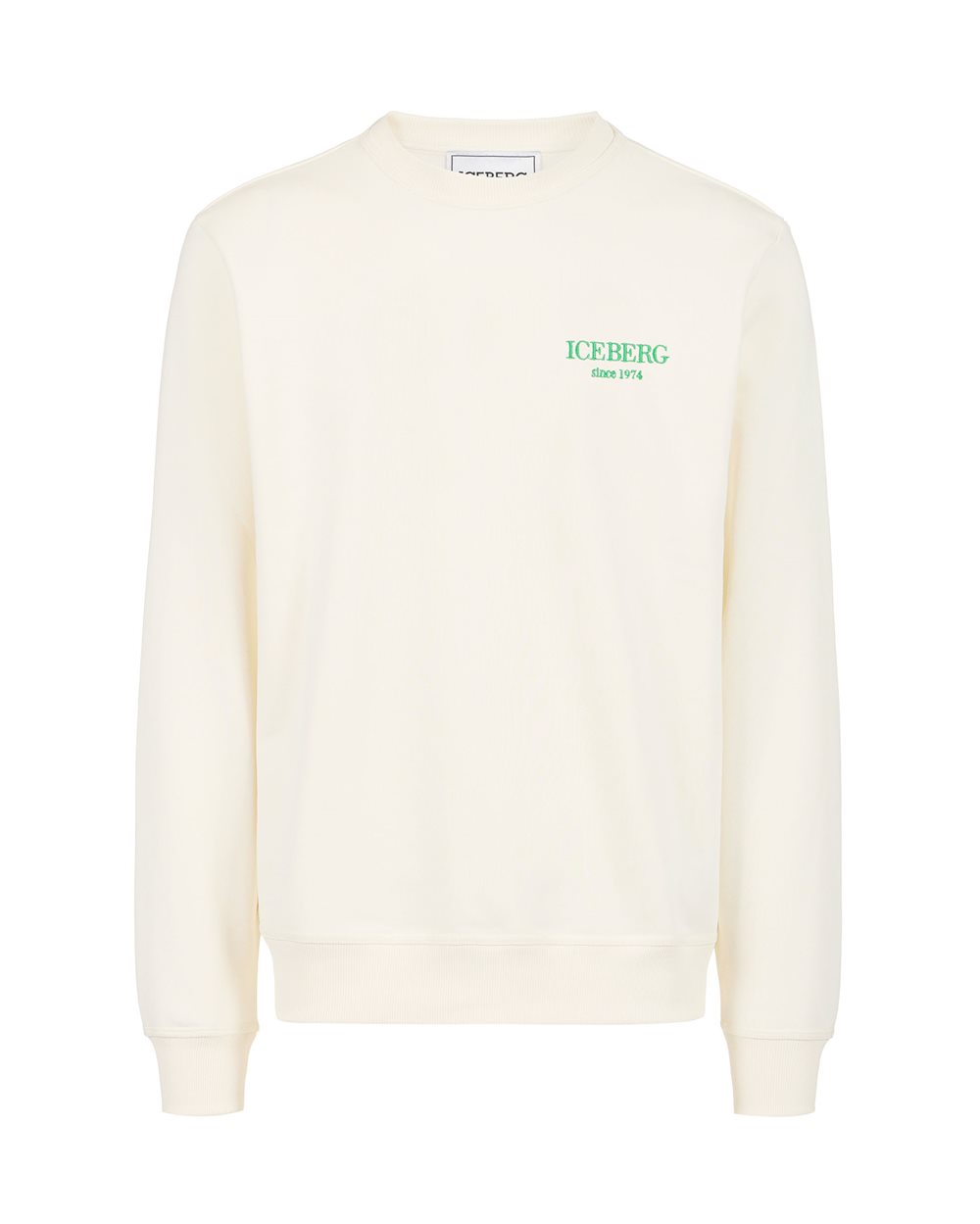 Vanillefarbenes Rundhals-Sweatshirt in normaler Passform mit offizieller Iceberg-Logostickerei - Sweatshirts | Iceberg - Official Website