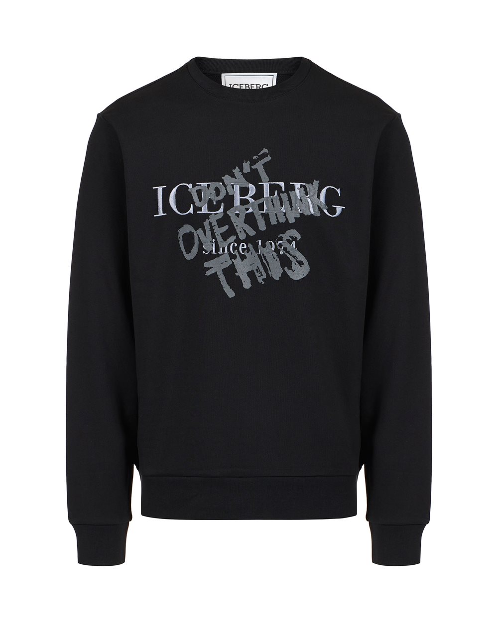 Schwarzes Rundhals-Sweatshirt in normaler Passform mit offizieller Iceberg-Logostickerei - Sweatshirts | Iceberg - Official Website