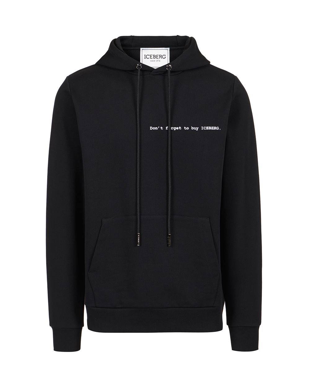 Regular fit black hoodie with Iceberg Shopping List print and embroidery - Clothing | Iceberg - Official Website