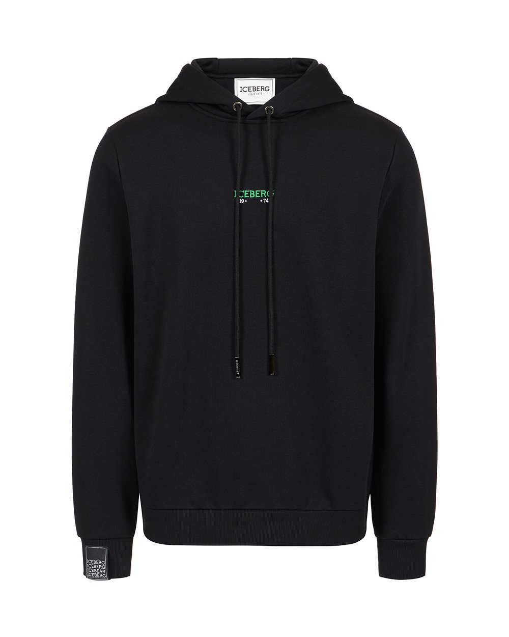 Black sweatshirt with embroidered Iceberg logo and print on the back - New in | Iceberg - Official Website