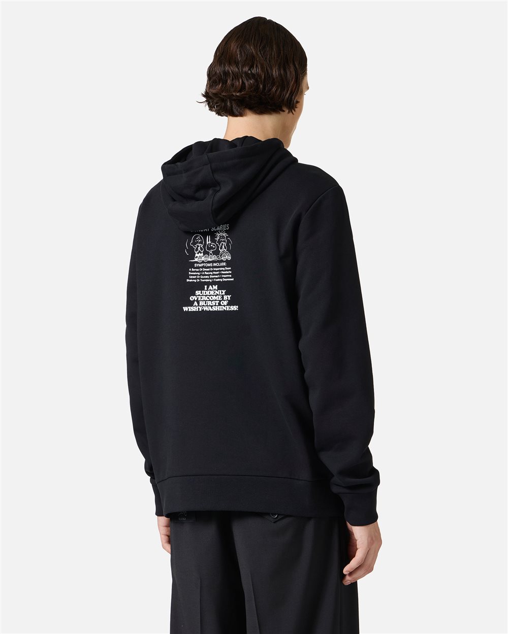 Regular fit black hoodie with print and embroidery in collaboration with Peanuts - Sweatshirts | Iceberg - Official Website