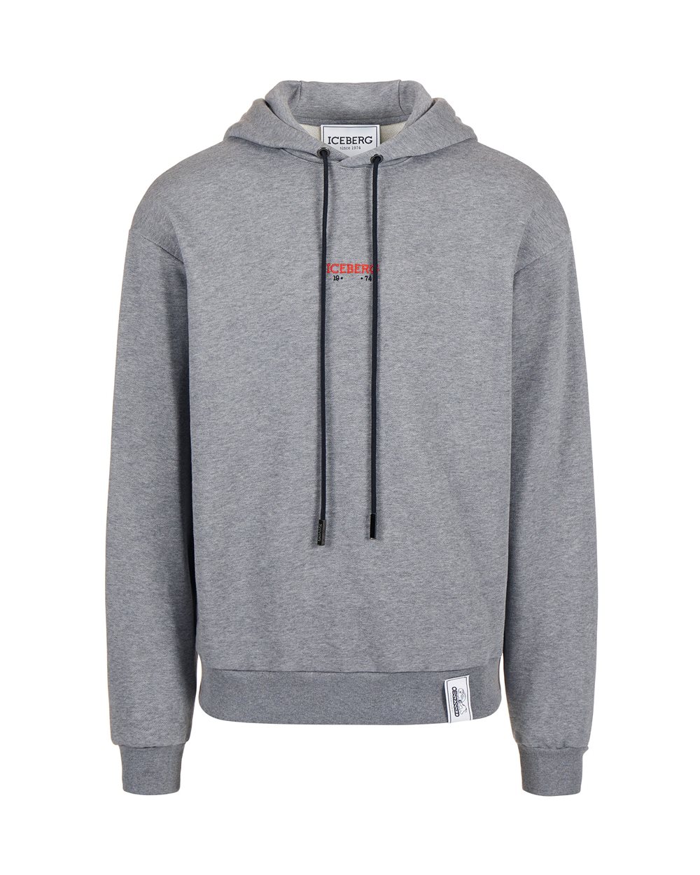 Grey melange hoodie with embroidered Iceberg logo and Peanuts print - Sweatshirts | Iceberg - Official Website