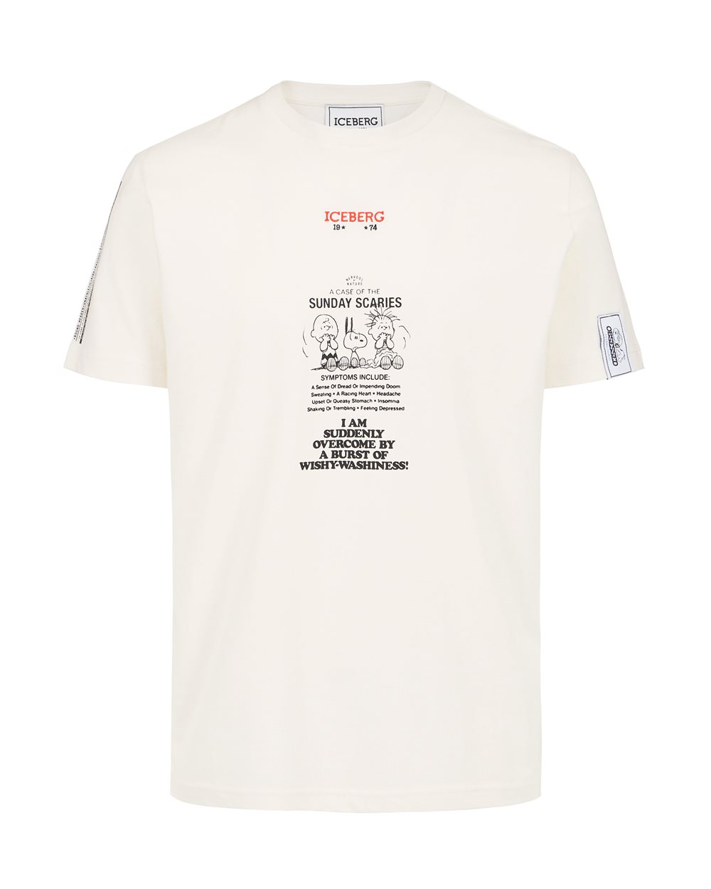 Slim fit vanilla T-shirt in sustainable fabric with Peanuts embroidery and Iceberg logo on the back - Clothing | Iceberg - Official Website