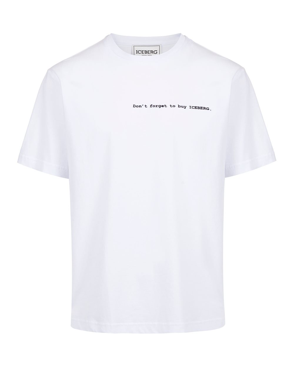 Regular-fit optical white cotton jersey T-shirt with front embroidery and To Buy Iceberg print on - Man | Iceberg - Official Website