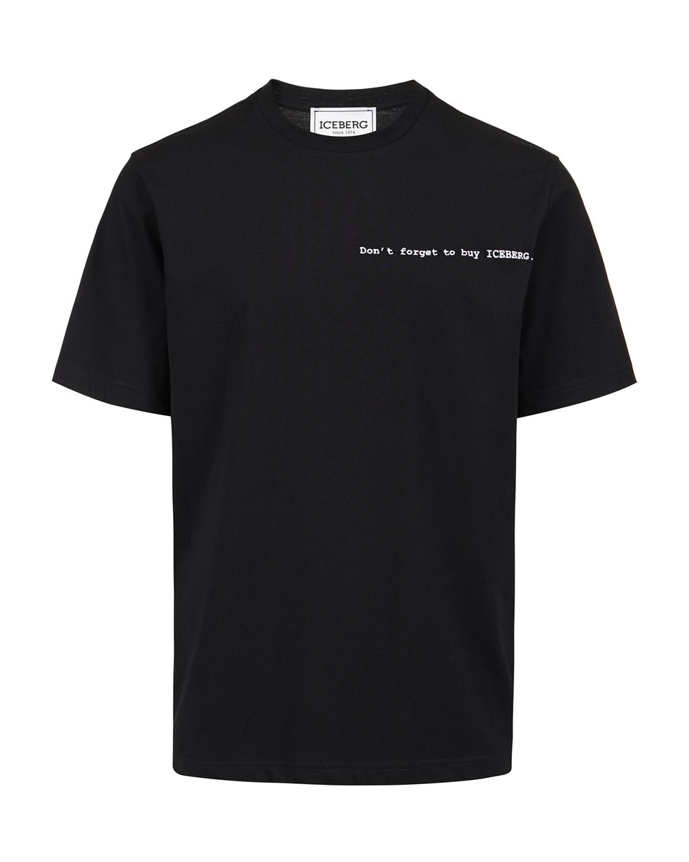 Regular-fit black cotton jersey T-shirt with front embroidery and To Buy Iceberg print on the back - Clothing | Iceberg - Official Website