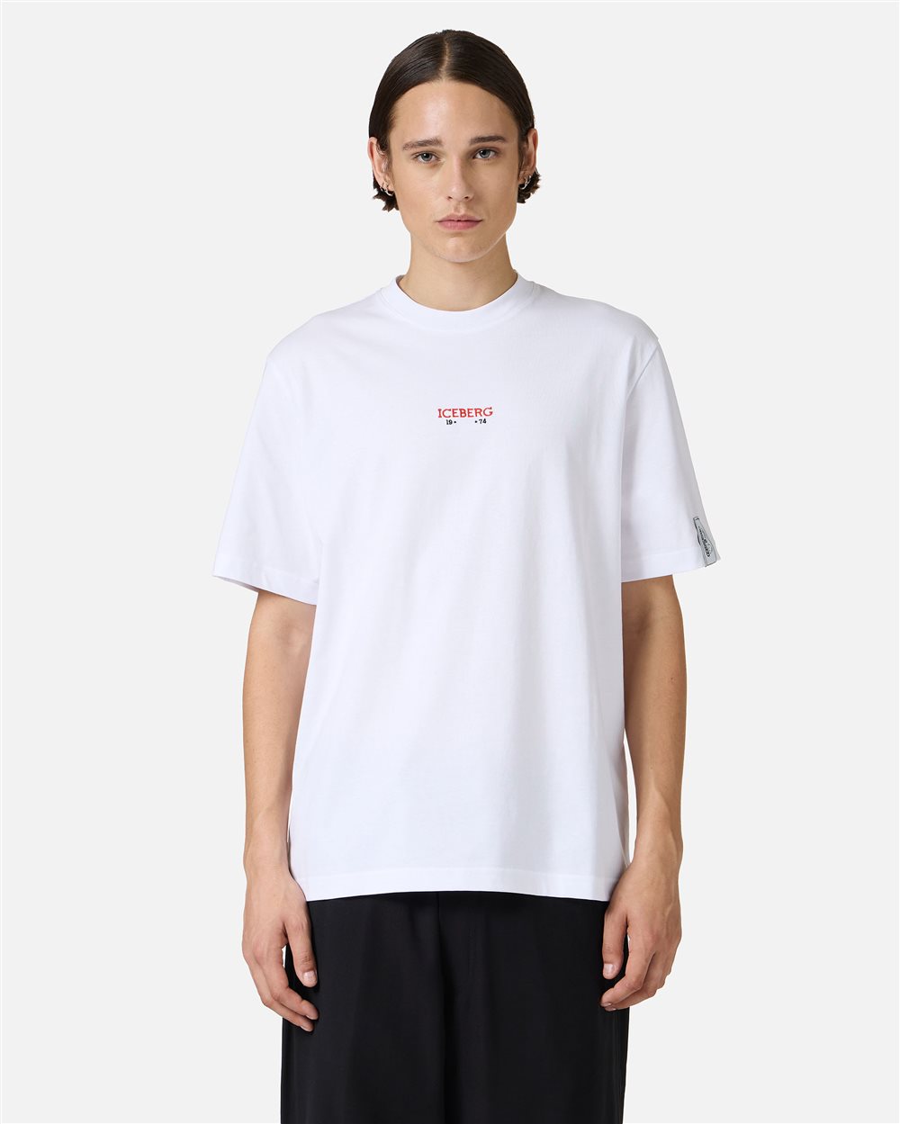 Regular fit optical white T-shirt with embroidered Iceberg logo and Peanuts print on the back | Iceberg - Official Website