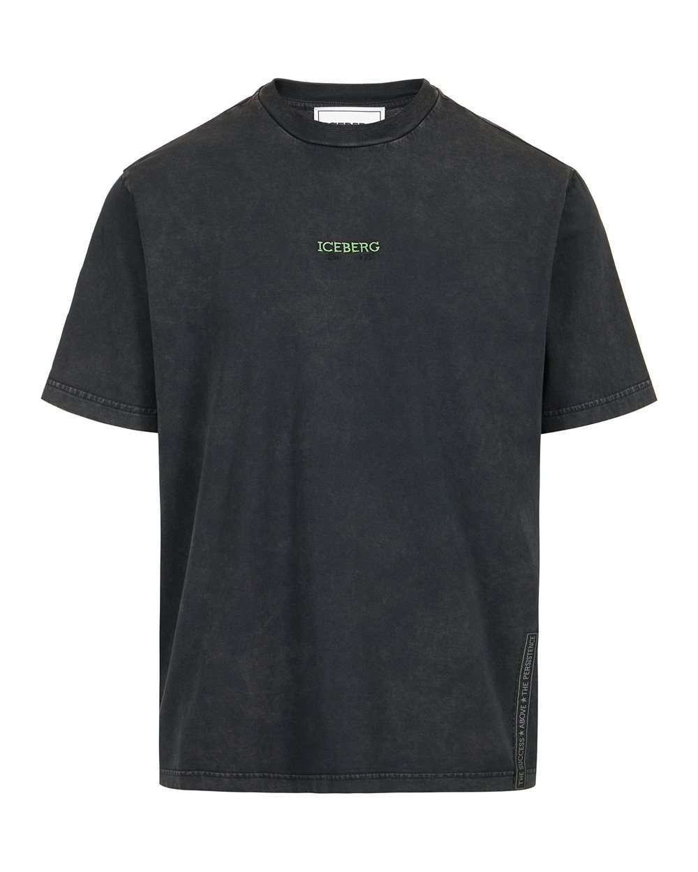 Regular-fit black T-shirt in garment-dyed jersey with SpongeBob details - Spongebob | Iceberg - Official Website
