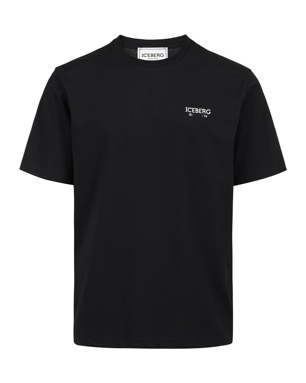 Regular fit black white T-shirt with embossed Iceberg logo print - Clothing | Iceberg - Official Website