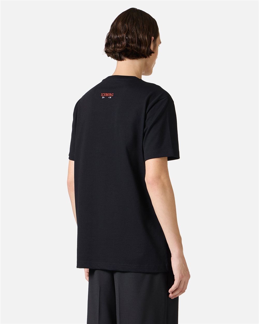 Regular fit black T-shirt in compact jersey with Polaroid Iceberg print - Clothing | Iceberg - Official Website