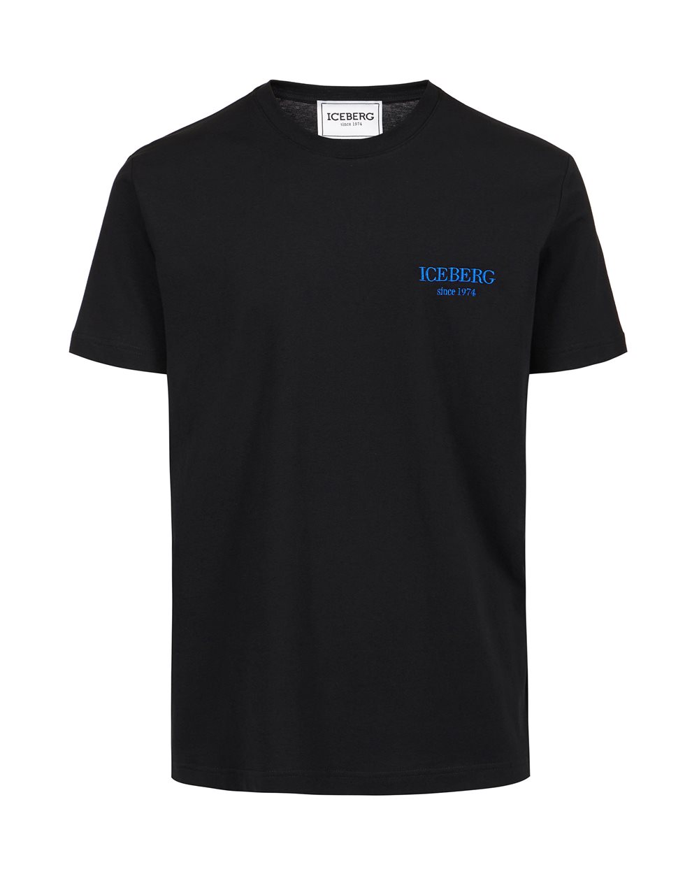 Classic regular fit black T-shirt in cotton jersey with embroidered Iceberg logo - Clothing | Iceberg - Official Website
