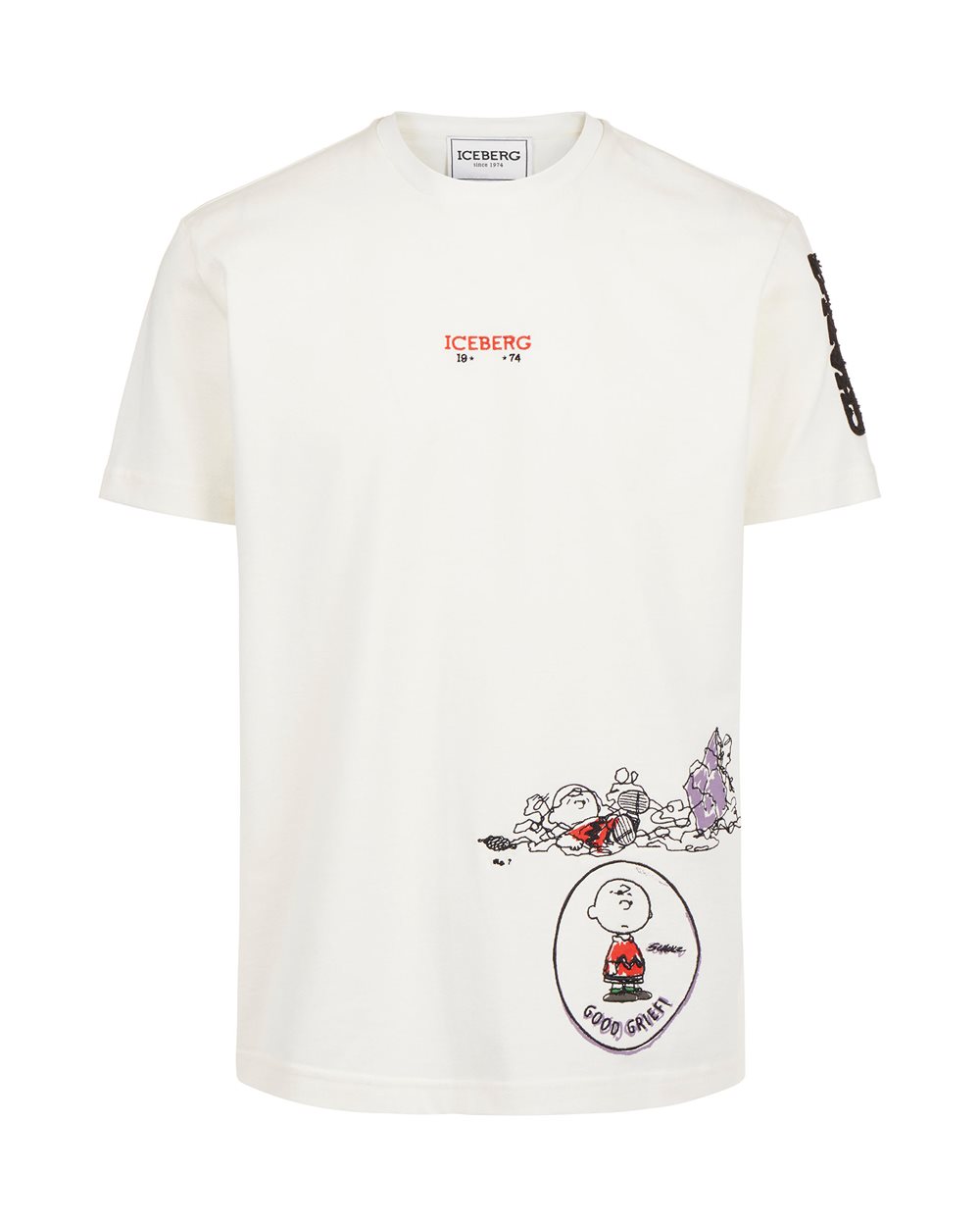 Vanilla classic regular fit T-shirt in compact jersey with mix of Peanuts prints and embroidery - Clothing | Iceberg - Official Website